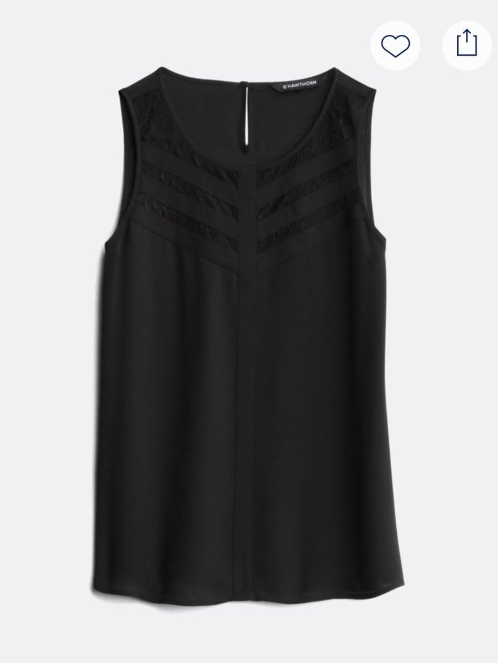 41 Hawthorne | Black Lace Detail Tank Blouse | 1X
